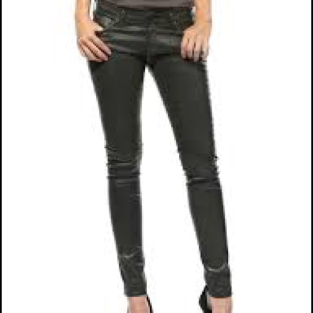AG skinny jeans khaki green .
